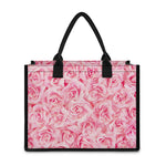 Pink Rose Print Canvas Tote Bag