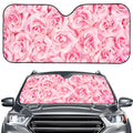 Pink Rose Print Car Windshield Sun Shade