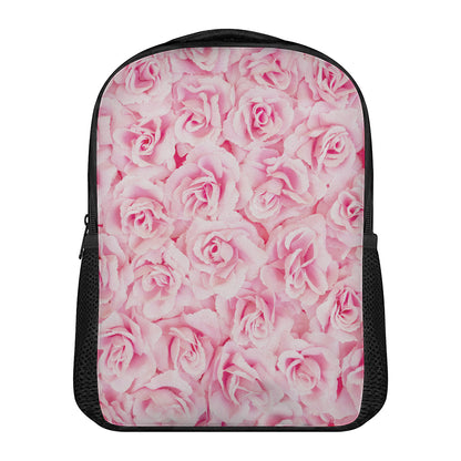 Pink Rose Print Casual Backpack
