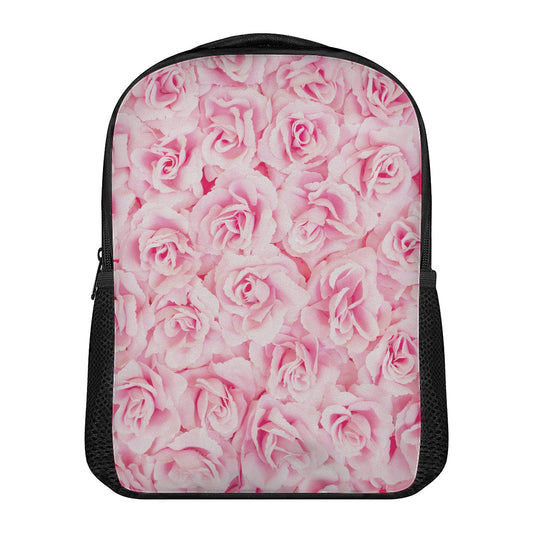 Pink Rose Print Casual Backpack