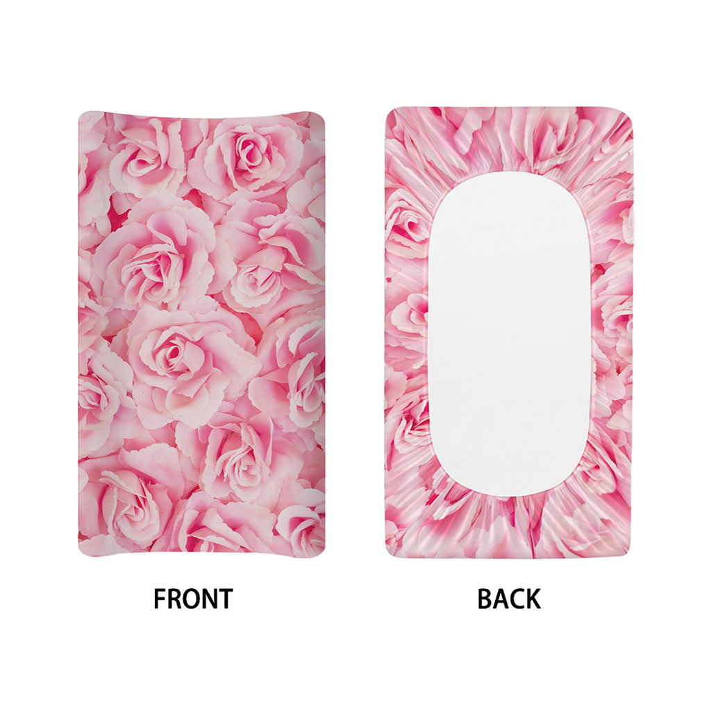 Pink Rose Print Changing Pad Cover