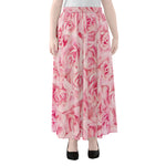 Pink Rose Print Chiffon Maxi Skirt