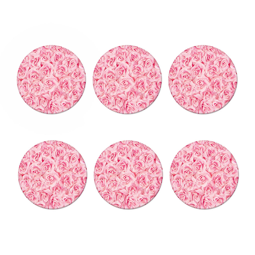 Pink Rose Print Coaster Set