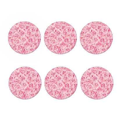 Pink Rose Print Coaster Set