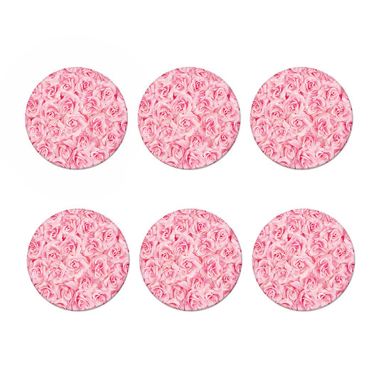 Pink Rose Print Coaster Set