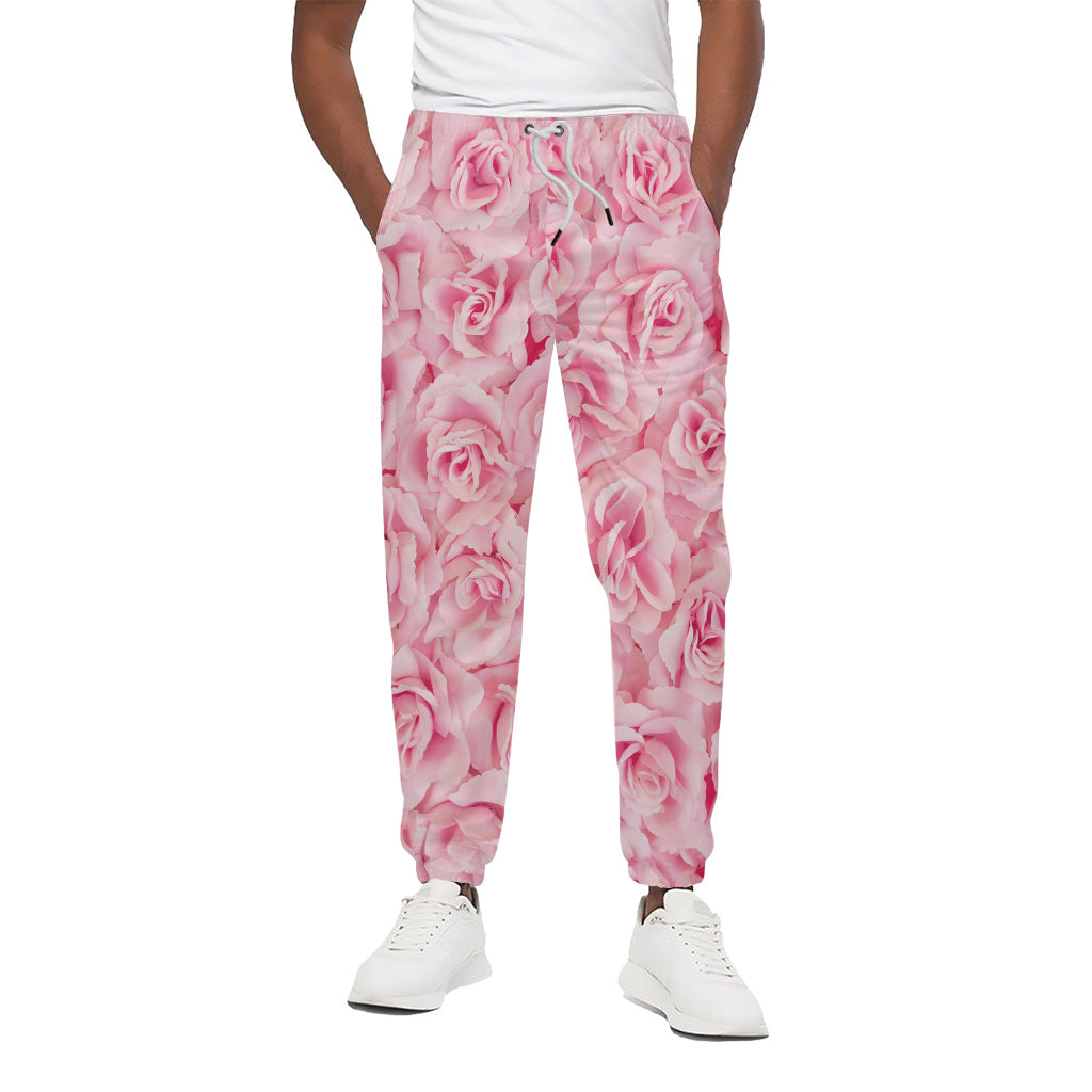 Pink Rose Print Cotton Pants