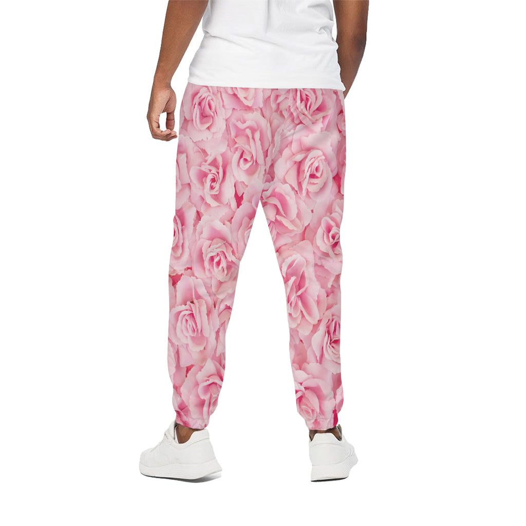 Pink Rose Print Cotton Pants