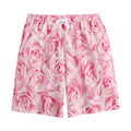 Pink Rose Print Cotton Shorts