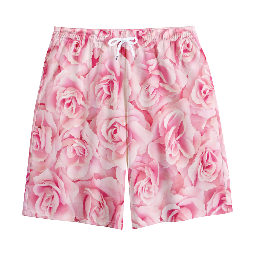 Pink Rose Print Cotton Shorts