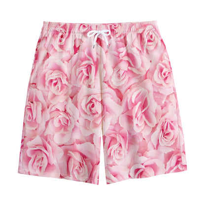 Pink Rose Print Cotton Shorts
