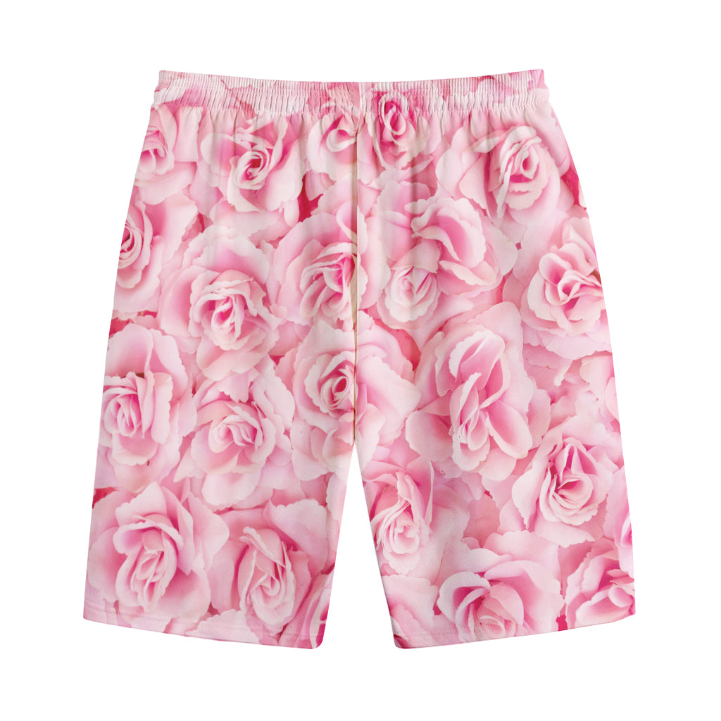 Pink Rose Print Cotton Shorts