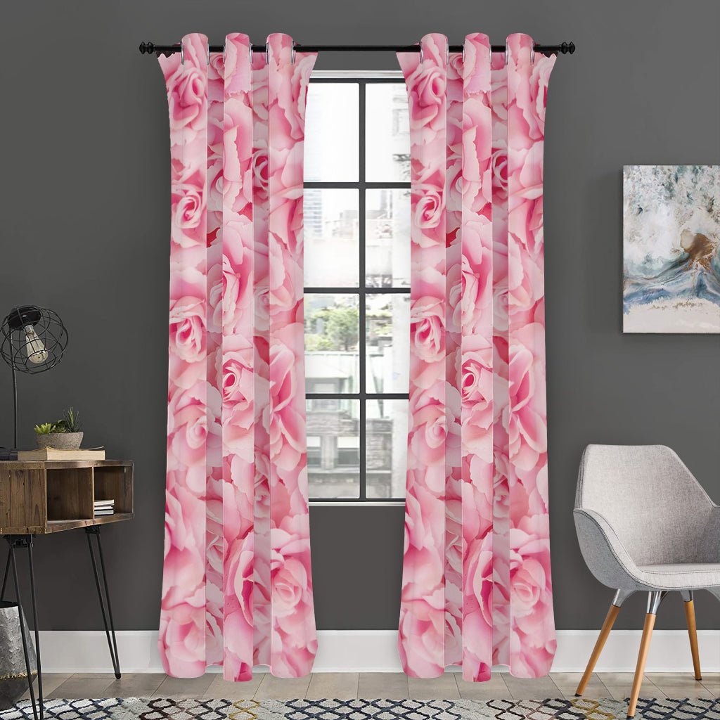 Pink Rose Print Curtain