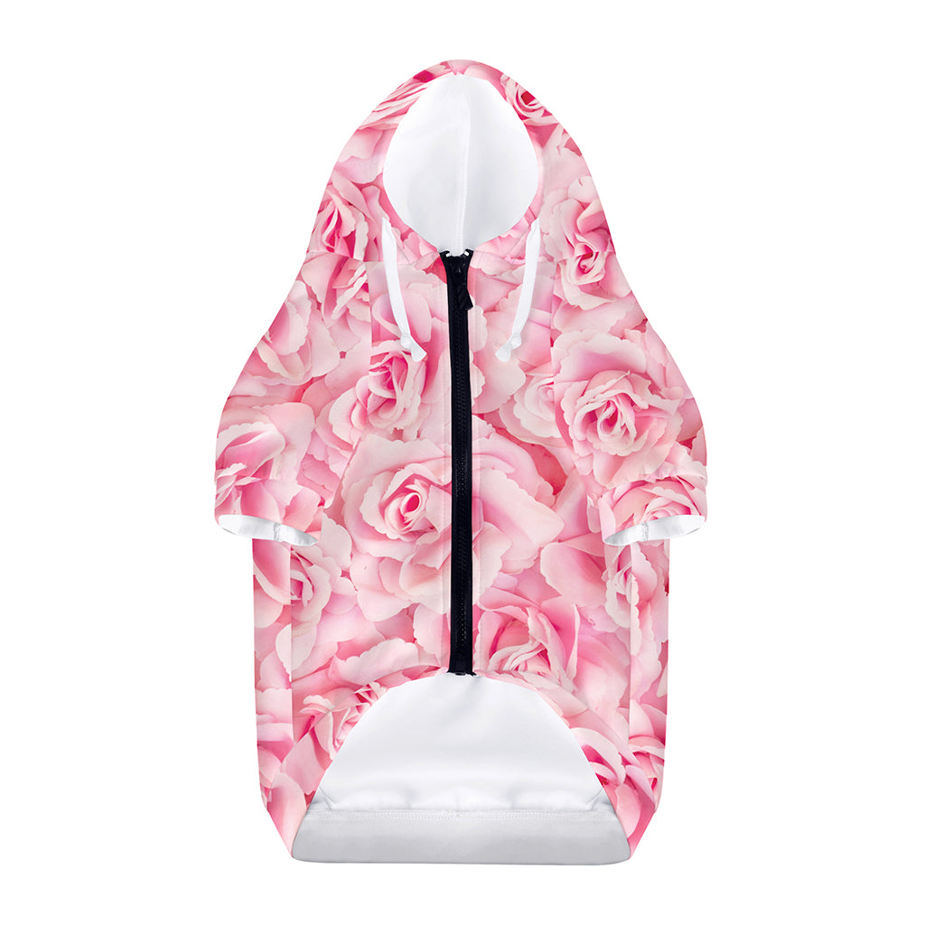Pink Rose Print Dog Zip Up Hoodie