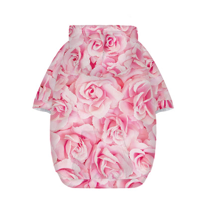 Pink Rose Print Dog Zip Up Hoodie