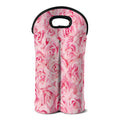 Pink Rose Print Double Neoprene Wine Tote