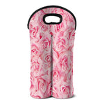 Pink Rose Print Double Neoprene Wine Tote