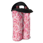 Pink Rose Print Double Neoprene Wine Tote