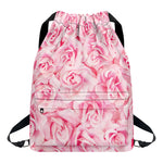 Pink Rose Print Drawstring Backpack