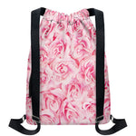Pink Rose Print Drawstring Backpack