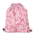 Pink Rose Print Drawstring Bag