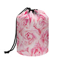 Pink Rose Print Drawstring Makeup Bag