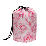 Pink Rose Print Drawstring Makeup Bag