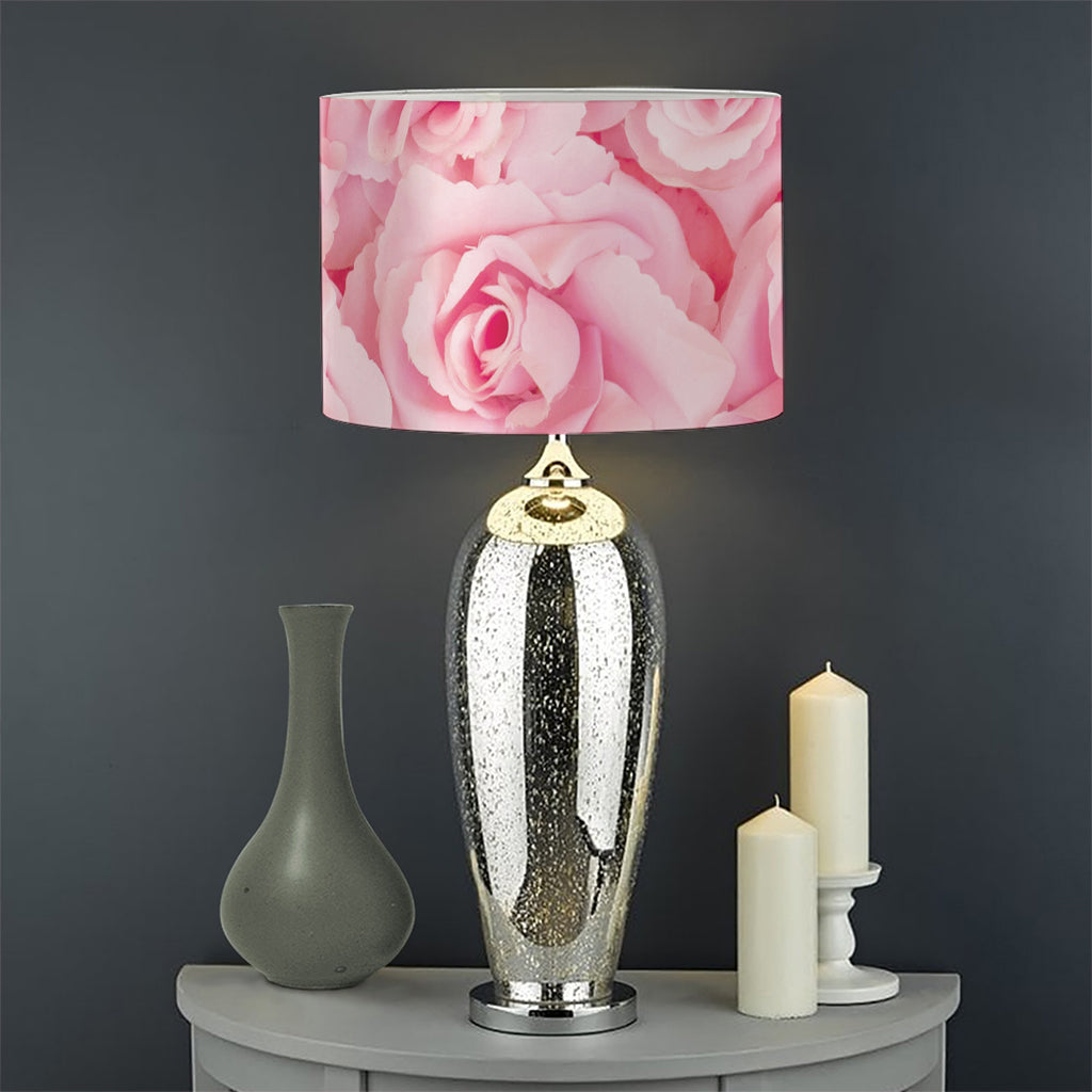 Pink Rose Print Drum Lamp Shade
