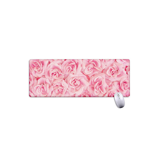 Pink Rose Print Extended Mouse Pad