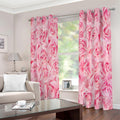 Pink Rose Print Extra Wide Grommet Curtains