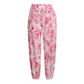 Pink Rose Print Fleece Lined Knit Pants