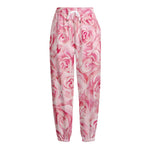 Pink Rose Print Fleece Lined Knit Pants