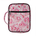 Pink Rose Print Front Pocket Bible Bag