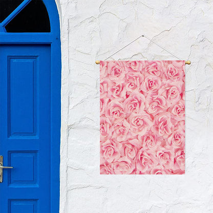 Pink Rose Print Garden Flag