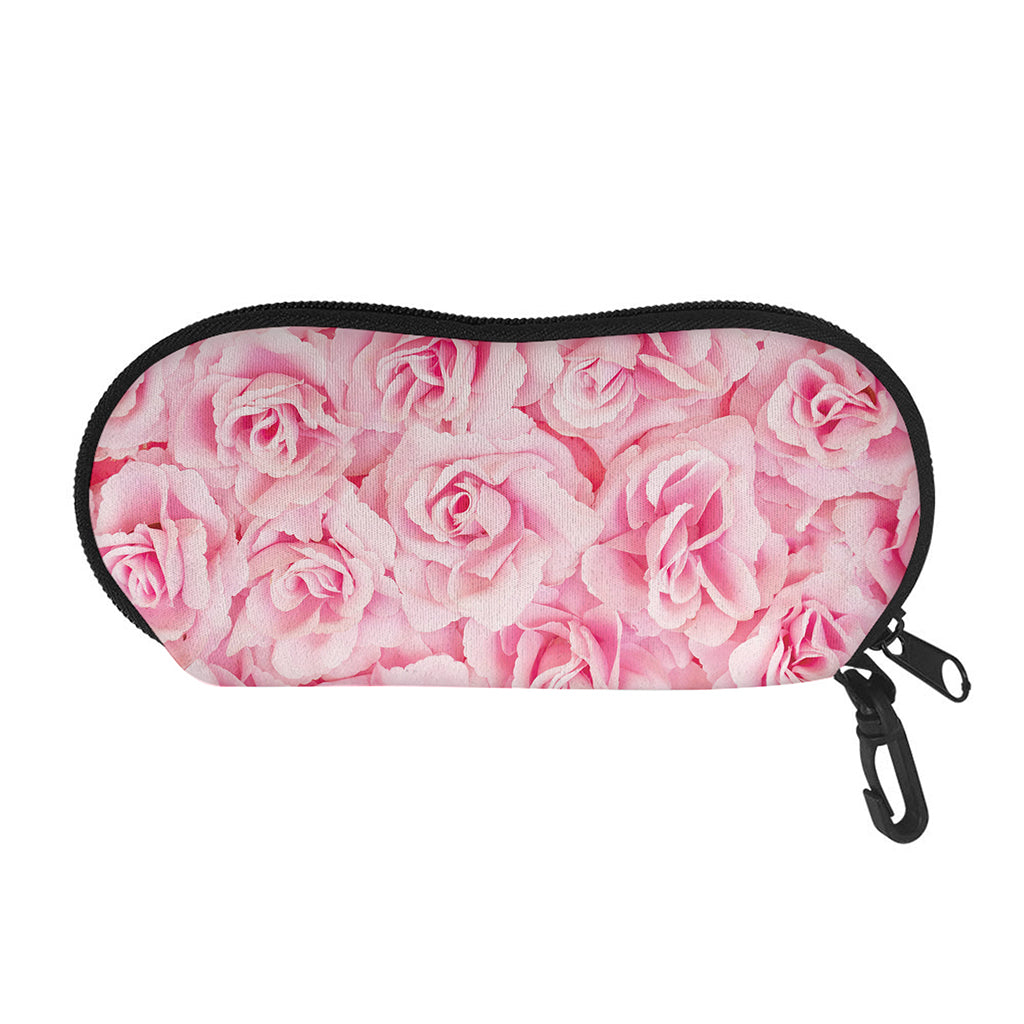 Pink Rose Print Glasses Case