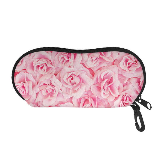 Pink Rose Print Glasses Case