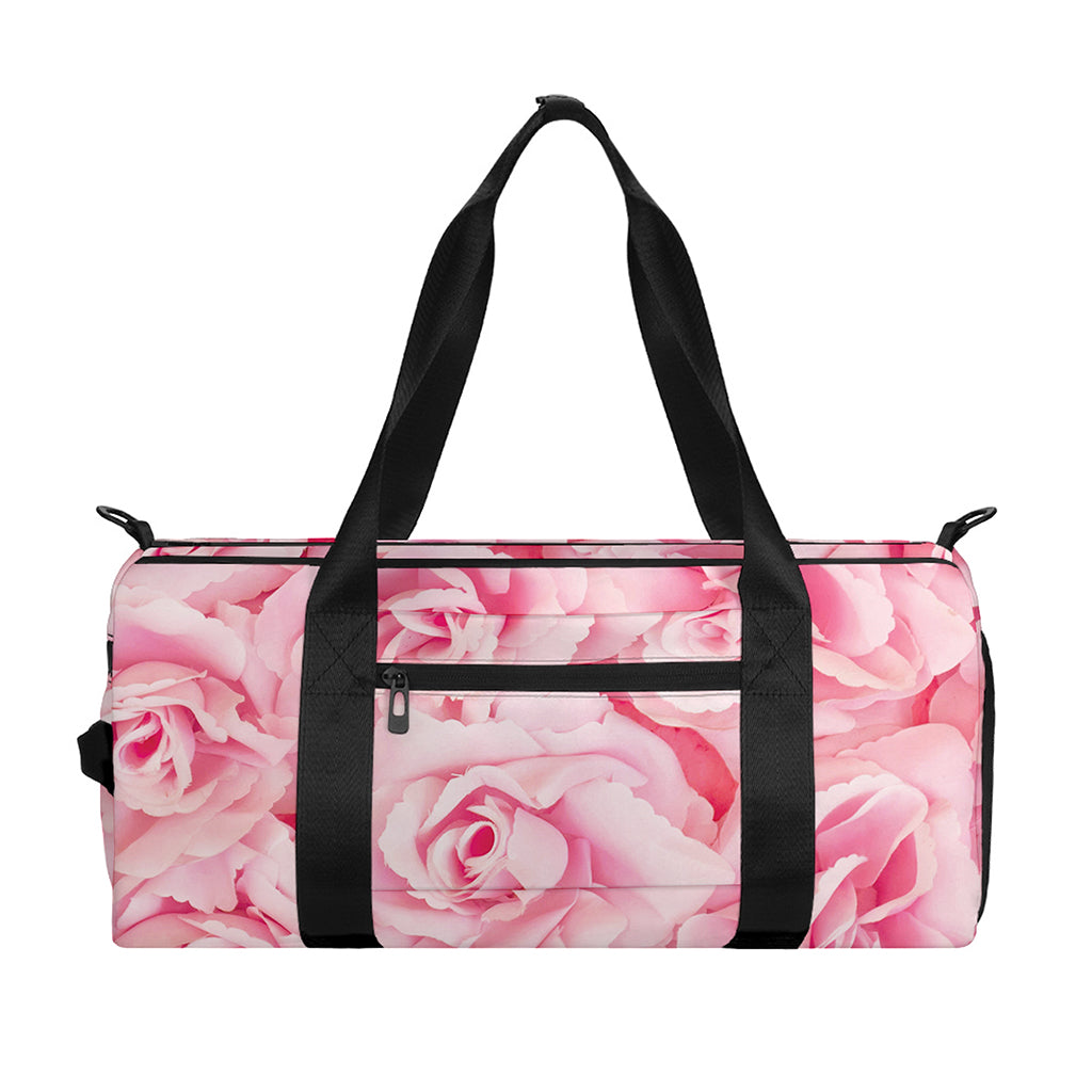 Pink Rose Print Gym Bag