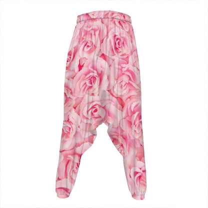 Pink Rose Print Hammer Pants