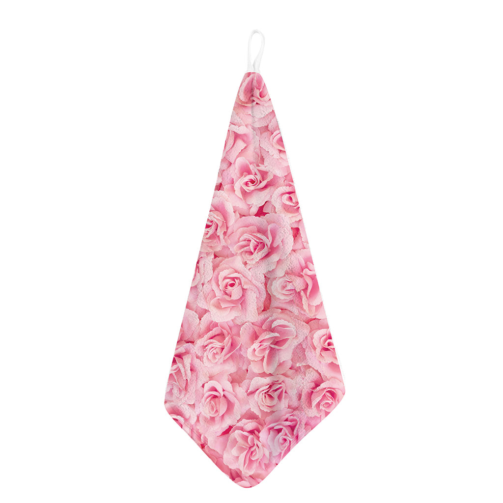 Pink Rose Print Hand Towel