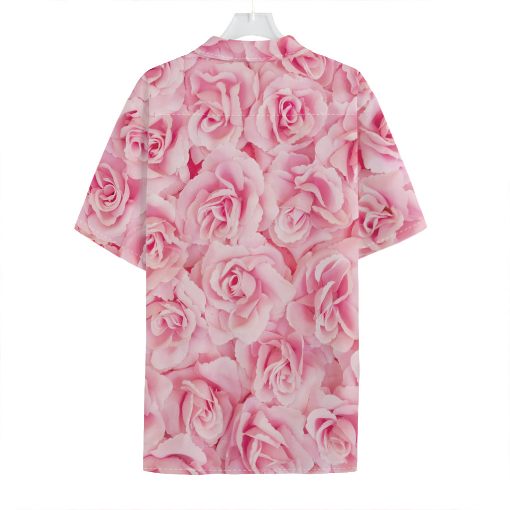 Pink Rose Print Hawaiian Shirt