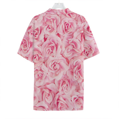 Pink Rose Print Hawaiian Shirt
