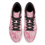 Pink Rose Print High Top Leather Sneakers