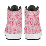 Pink Rose Print High Top Leather Sneakers