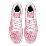 Pink Rose Print High Top Leather Sneakers