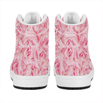 Pink Rose Print High Top Leather Sneakers