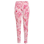 Pink Rose Print High-Waisted Pocket Leggings
