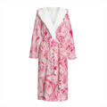 Pink Rose Print Hooded Bathrobe