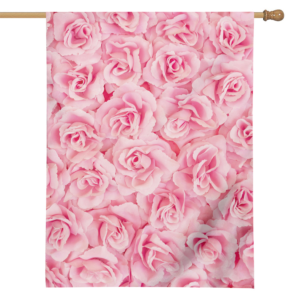 Pink Rose Print House Flag