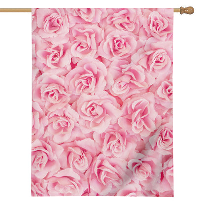 Pink Rose Print House Flag