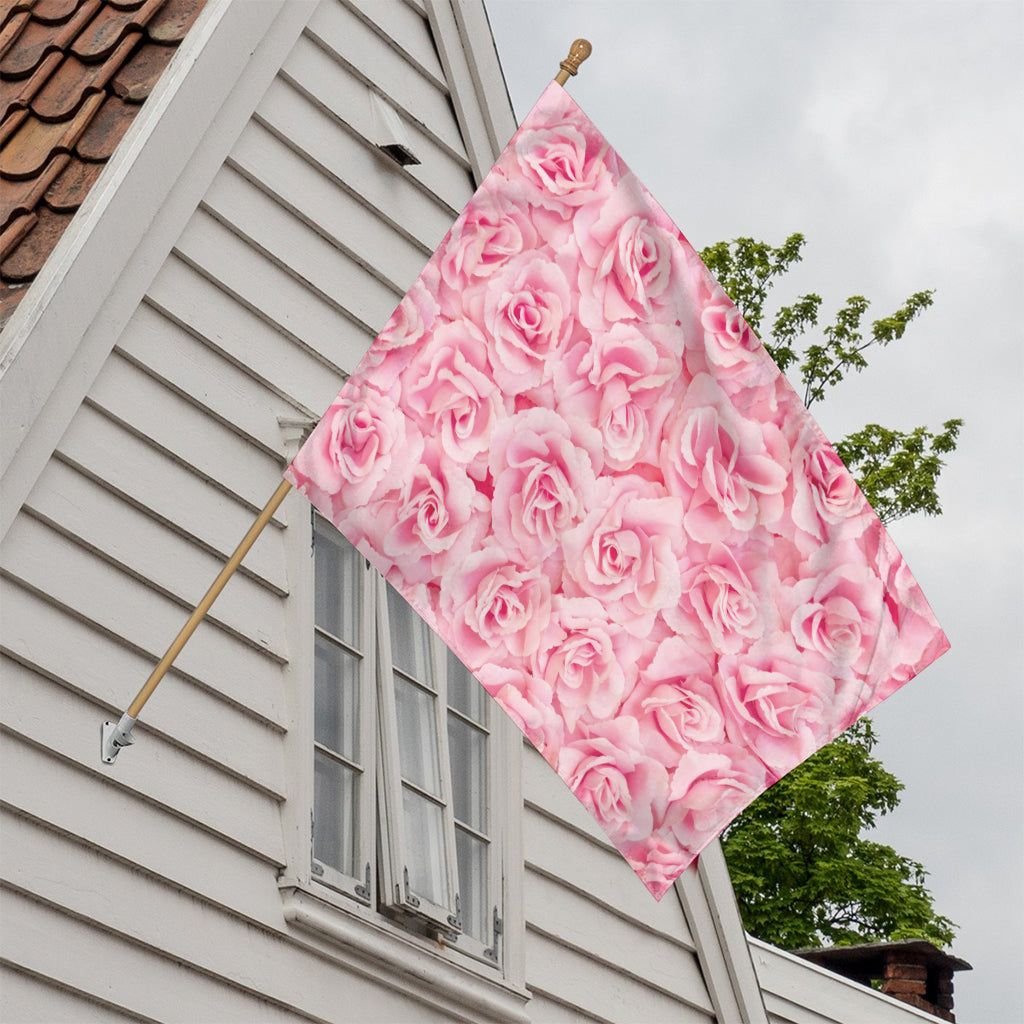 Pink Rose Print House Flag
