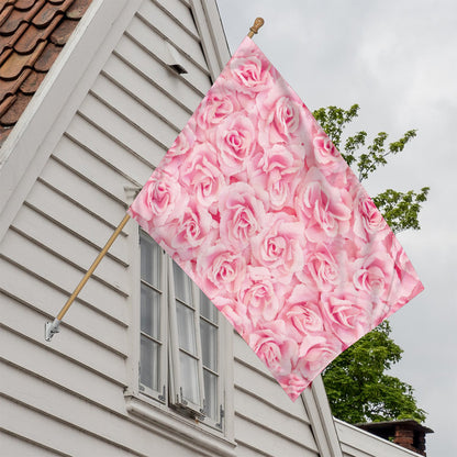 Pink Rose Print House Flag